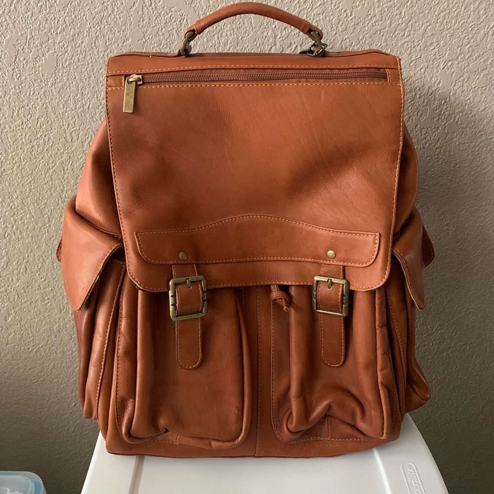 David King Brown Leather Backpack